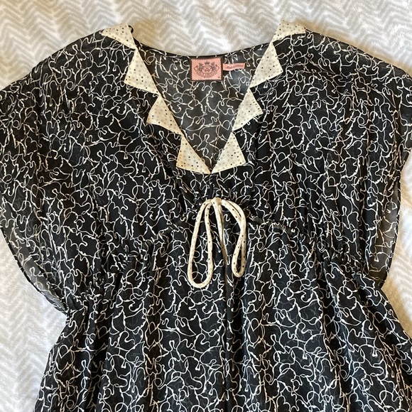 Juicy Couture Black and Cream Abstract Patterned Silk Dress - Picture 2 of 5